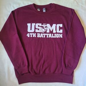 Marine Corps 4th Battalion Large Front and Back Logo Crewneck Sweater